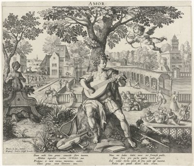 Ungdom under inflytande av kärlek Amor (titel på objekt) The Four Ages (serietitel) av Raphaël Sadeler (I)