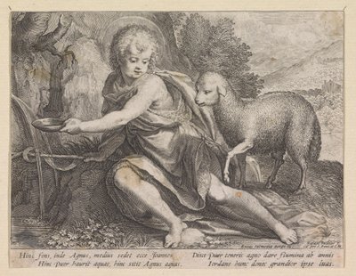 Johannes Döparen som ung man vid en brunn av Raphaël Sadeler (I)