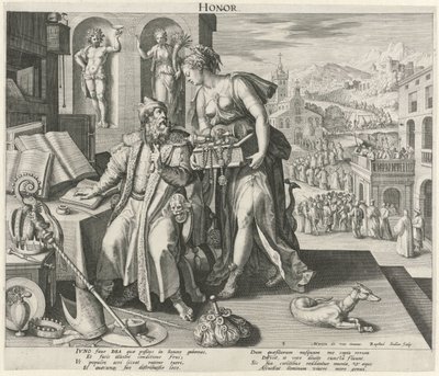 Medelåldern under hederns inflytande Honor (titel på objekt) The Four Ages (serietitel) av Raphaël Sadeler (I)