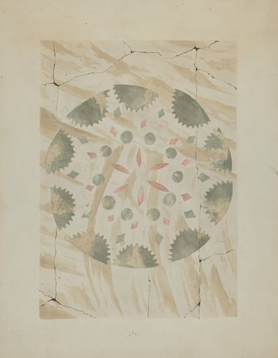 Detalj av stencilerad vägg, ca. 1937. av Ray Holden