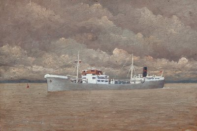 Last på Girondes flodmynning med stormig himmel (olja på trä) av Raymond Bonnefon