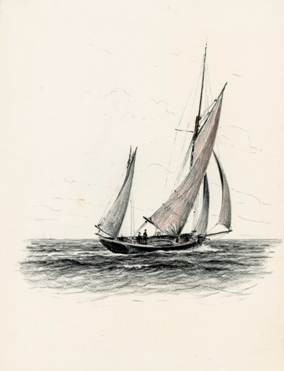 Gabare vid Girondes flodmynning (krita och kol på papper) av Raymond Bonnefon