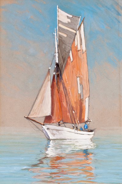 Gabare vid Girondes flodmynning (gouache på papper) av Raymond Bonnefon