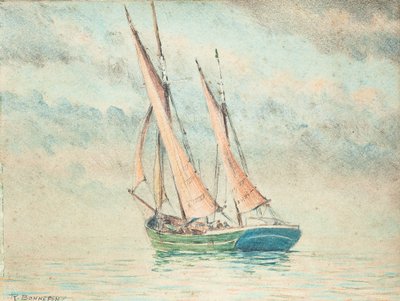 Gabarre vid Girondes flodmynning (blyerts på papper) av Raymond Bonnefon