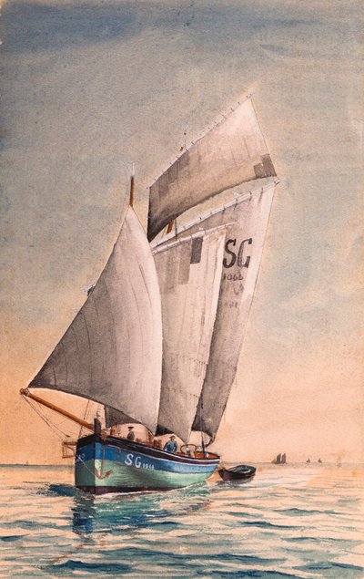 Gabarre vid Girondes flodmynning (gouache på papper) av Raymond Bonnefon