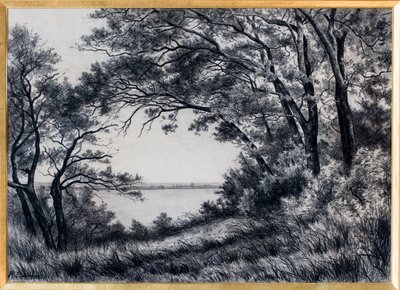 Landskap, Girondes flodmynning (träkol) av Raymond Bonnefon