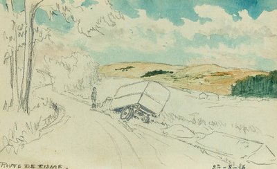 Route de Fisme - 27/8/16 (blyerts och gouache) av Raymond Bonnefon