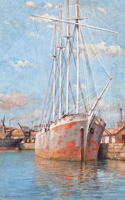 Voilier desarme (olja på trä) av Raymond Bonnefon