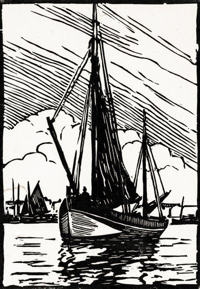 gabarre (linoleumsnitt) av Raymond Bonnefon