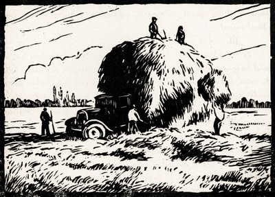 hökollektion (linoleumsnitt) av Raymond Bonnefon