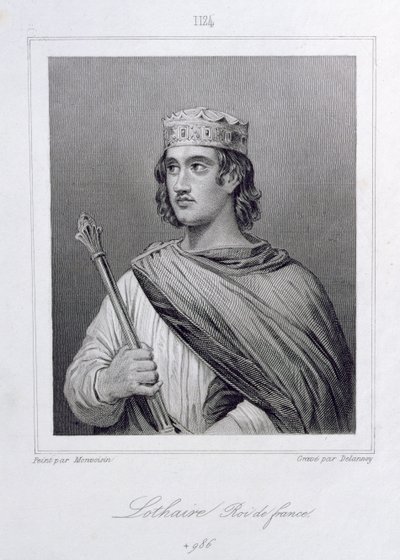 Lothair (941-986) Kung av Frankrike, graverad av Delannoy av Raymond Quinsac Monvoisin