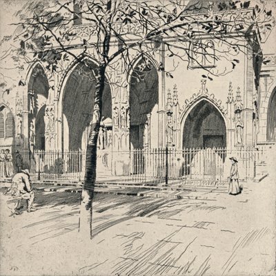 Fasad av kyrkan St Germain-lAuxerrois, 1915 av Raymond Ray Jones