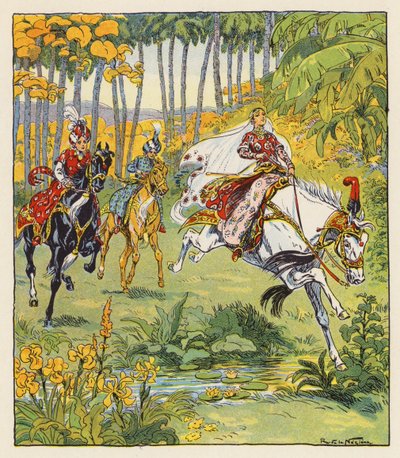 Les Mille et Une Nuits / Tusen och en natt (färglitografi) av Raymond de la Neziere