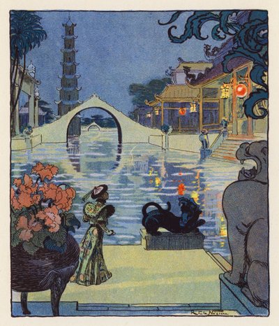 Les Mille et Une Nuits / Tusen och en natt (färglitografi) av Raymond de la Neziere