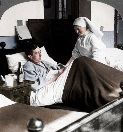 En soldat som skriver ett brev på sjukhus, första världskriget, 1914-1918 av Realistic Travels Publishers