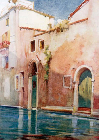 A Side Canal (färglitografi) av Reginald Barratt