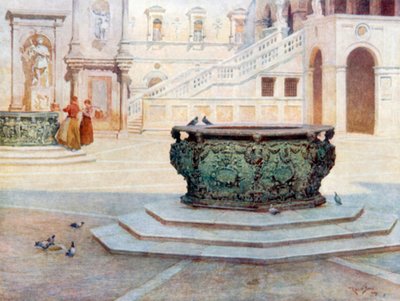 Innergården till Palazzo Ducale (färglitografi) av Reginald Barratt