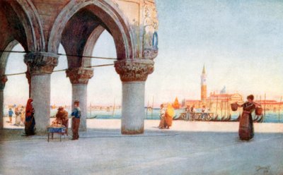 Kväll på Piazzetta (färglitografi) av Reginald Barratt