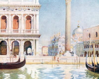 Biblioteket, Piazzetta (färglitografi) av Reginald Barratt