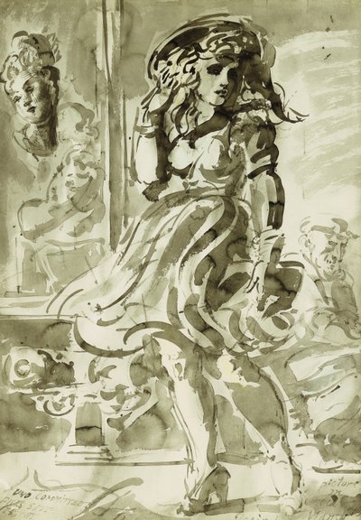 En vindblåst kjol: En dubbelsidig teckning av Reginald Marsh