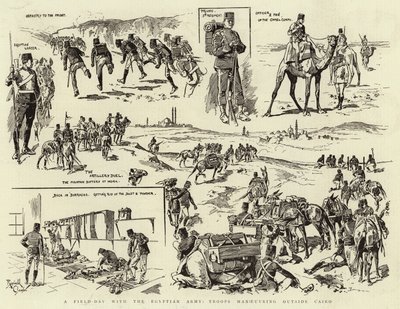En fältdag med den egyptiska armén, trupperna manövrerar utanför Kairo (gravyr) av Reginald Thomas Cleaver