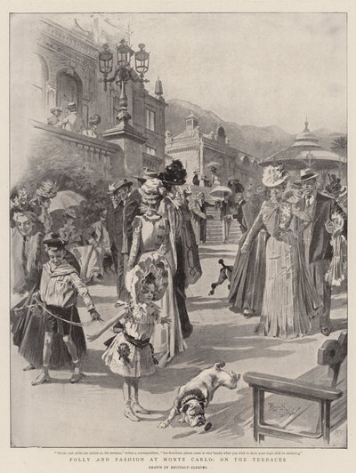 Dårskap och mode i Monte Carlo, på terrasserna (litografi) av Reginald Thomas Cleaver