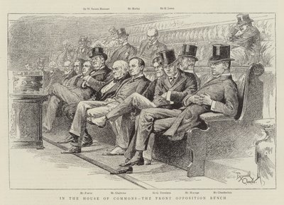 I underhuset, den främre oppositionsbänken (litografi) av Reginald Thomas Cleaver