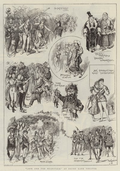 "Jack och bönstjälken" på Drury Lane Theatre (gravyr) av Reginald Thomas Cleaver