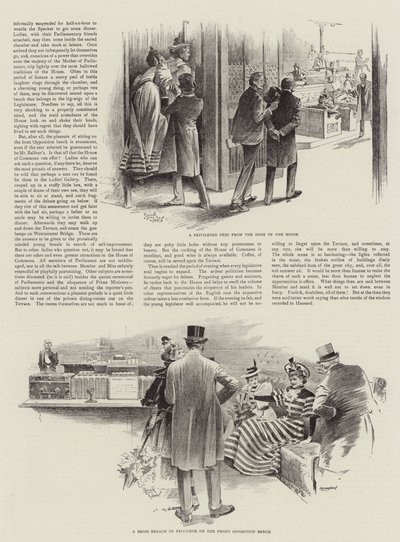 Besökande damer i underhuset (litografi) av Reginald Thomas Cleaver