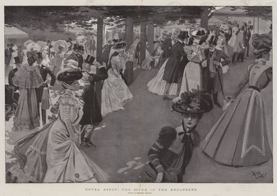 Royal Ascot, scenen i inhägnaden (litografi) av Reginald Thomas Cleaver