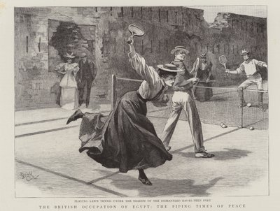 Den brittiska ockupationen av Egypten, fredstidens pipor (gravyr) av Reginald Thomas Cleaver