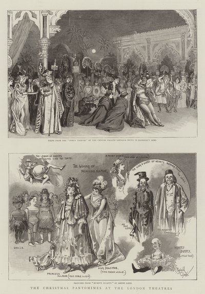 Julpantomimer på teatrarna i London (gravyr) av Reginald Thomas Cleaver