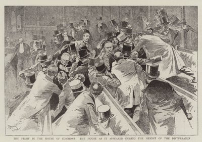 Striden i underhuset, underhuset som det såg ut när oroligheterna var som värst (gravyr) av Reginald Thomas Cleaver