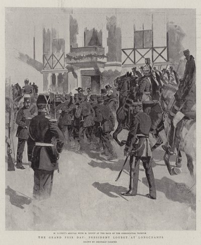 Grand Prix-dagen, president Loubet på Longchamps (litografi) av Reginald Thomas Cleaver
