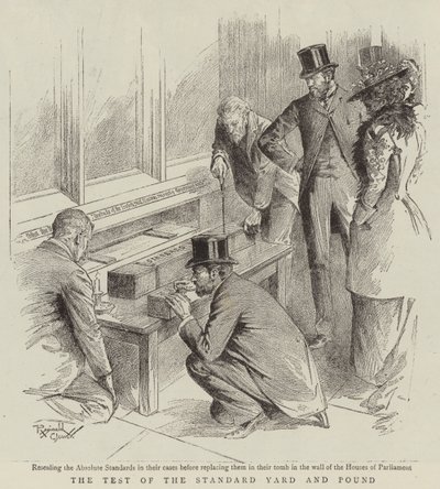 Testet av standard yard och pund (litografi) av Reginald Thomas Cleaver