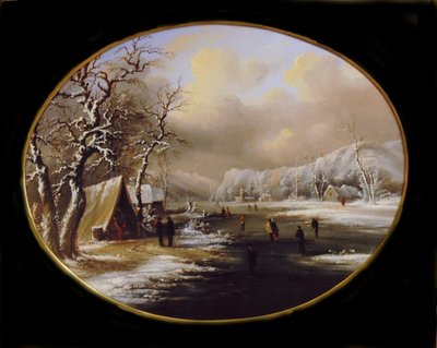 Vinterskridskoåkning i New Jersey, ca. 1847. av Regis Francois Gignoux