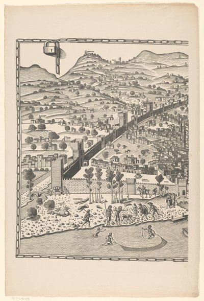 Utsikt över Florens (vänster del) Fiorenza (titel på objekt) av Reichsdruckerei