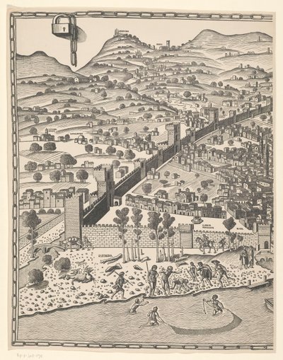 Utsikt över Florens (vänster del) Fiorenza (titel på objekt) av Reichsdruckerei