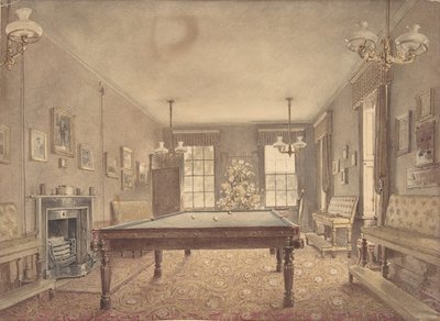 Interiör av biljardrummet på Lupton House, Devonshire, designat av George..., 1838. av Reid Turner