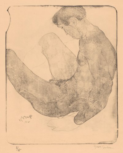 Naken man med höjda knän av Reijer Stolk (signed by artist)