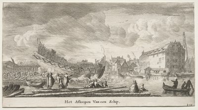 Ships of Amsterdam: sjösättning av ett fartyg. av Reinier Nooms