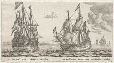 Ships of Amsterdam: The Pearl and East Indiaman, The Double Eagle, a West Indiaman. av Reinier Nooms