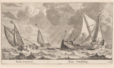 En Damschuit och en "Smalschip" av Reinier Nooms, called Zeeman