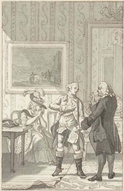 Illustration till pjäsen Het Tweegevegt av Jester av Reinier Vinkeles (I)