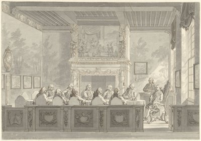 Sittande av Prins Willem V i Amiralitetets styrelse i Amsterdam av Reinier Vinkeles (I)