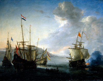 En sjöförlovning med sjöman i en roddbåt (olja på duk) av Reinier Zeeman