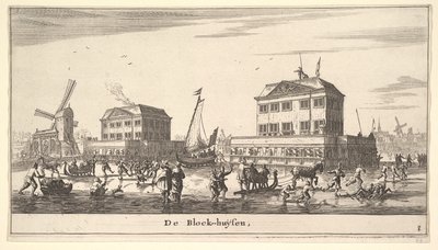 Vinterscen vid blockhuset i Amsterdam, 1600-talet. av Reinier Zeeman