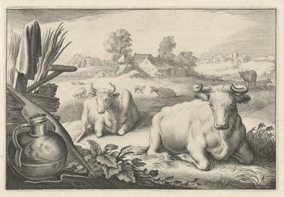 Hage med två liggande kor Diversa Animalia Quadrupedia (serietitel) av Reinier van Persijn