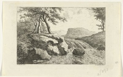 Landskap med vattenfall av Reinierus Albertus Ludovicus baron van Isendoorn à Blois