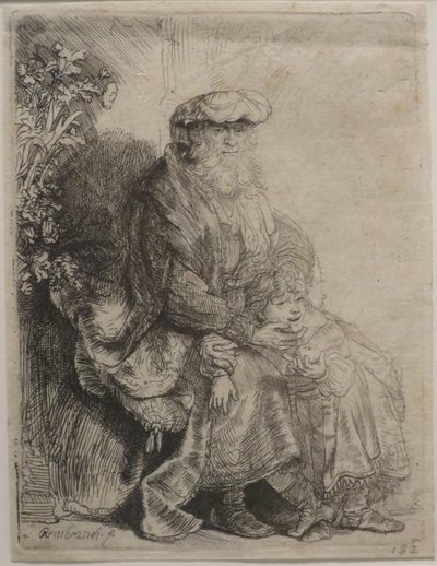 "Abraham Caressing Isaac", etsning av Rembrandt, Honolulu Museum of Art av Rembrandt